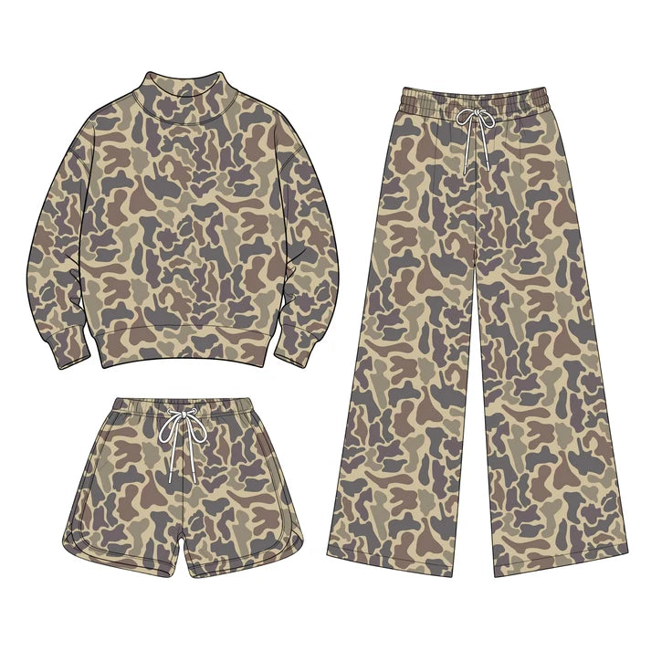 Toddle kids girls custom camo design long sleeve matching outfit