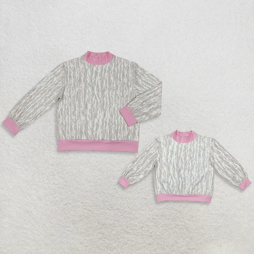Mommy and me camo style print long sleeve top