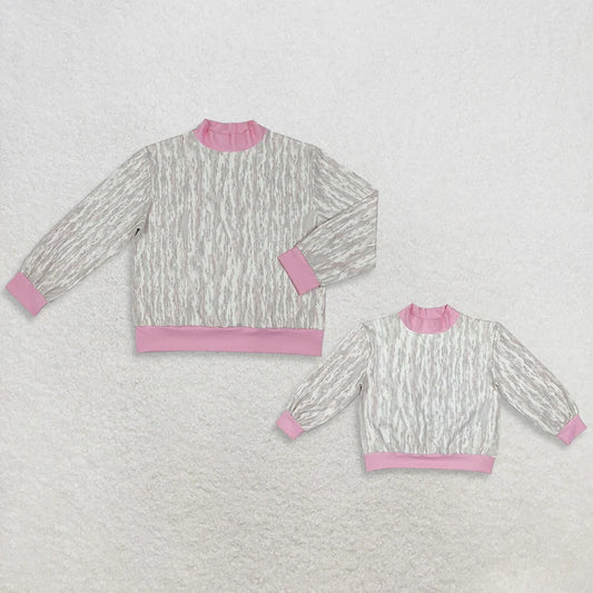 Mommy and me camo style print long sleeve top
