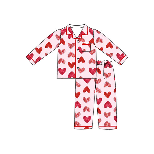 baby  girls valentines heart button down pajama set