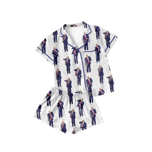 baby boy trum design wholesale short sleeve pajama set