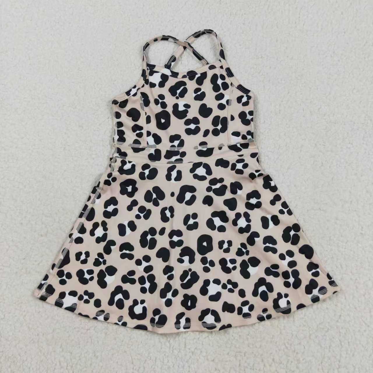 Baby girls colorful leopard active wear athletic summer yoga  dress