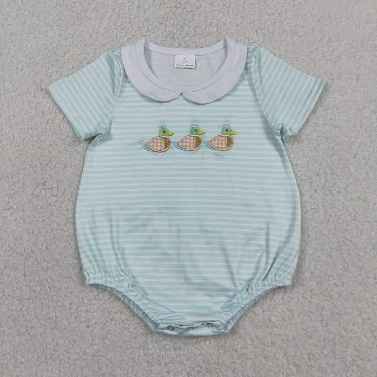 Embroidery Mallard duck top matching shorts boy summer outfit