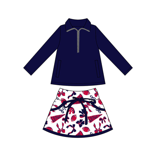 wholesale kids clothes custom navy team active wear design skirt matching outfit