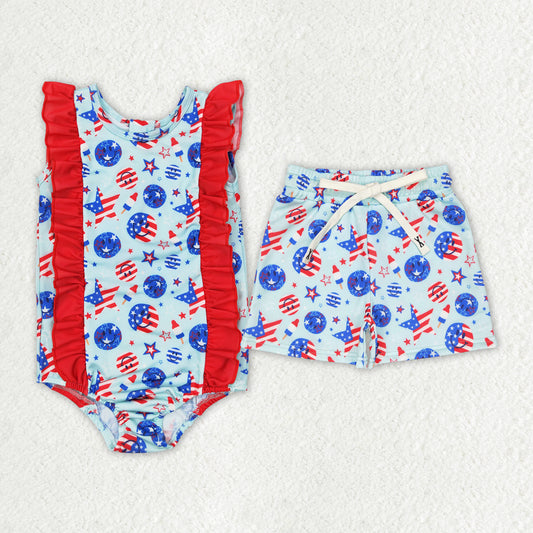 sister brother july 4th popsicle swimwear