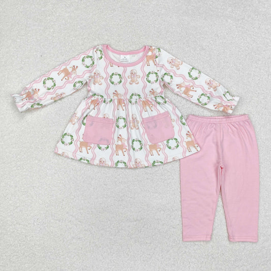 Christmas gingerbread reindeer matching pants butique fall winter clothes