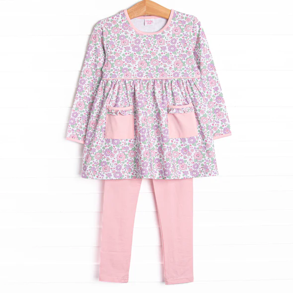 Toddle kids girl lavender floral design outfit