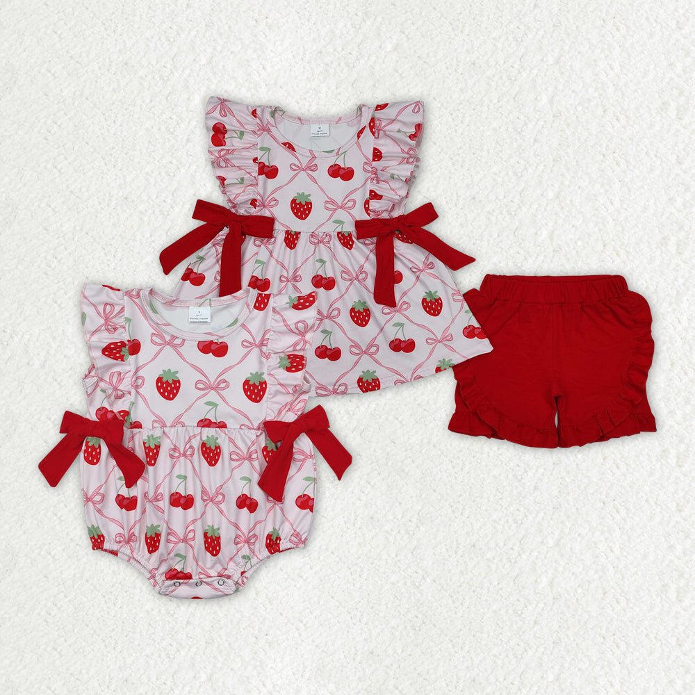Baby girl strawberry design matching outfit