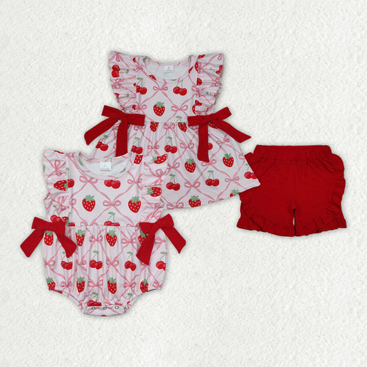 Baby girl strawberry design matching outfit