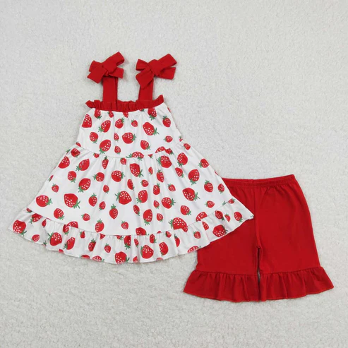 best sister strawberry matching outfit baby  sibling set