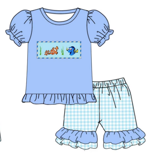 baby girls cartoon fish design summer outfit