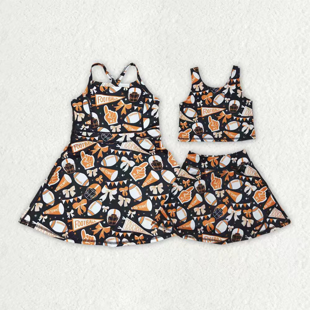 Baby girls football active wear athletic summer yoga outfit