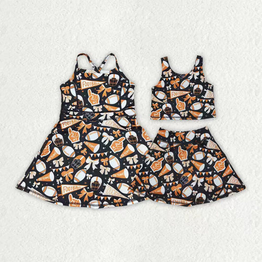 Baby girls football active wear athletic summer yoga outfit