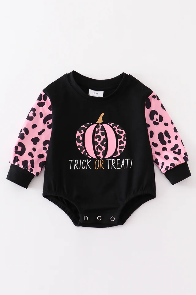 Halloween trick or treat long sleeve romper