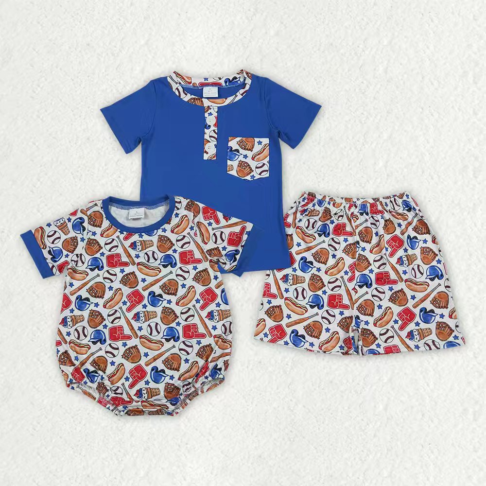 Baseball short sleeve top matching shorts boys outfit