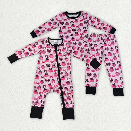 Fall pumpkin long sleeve top matching pants girls fall outfit