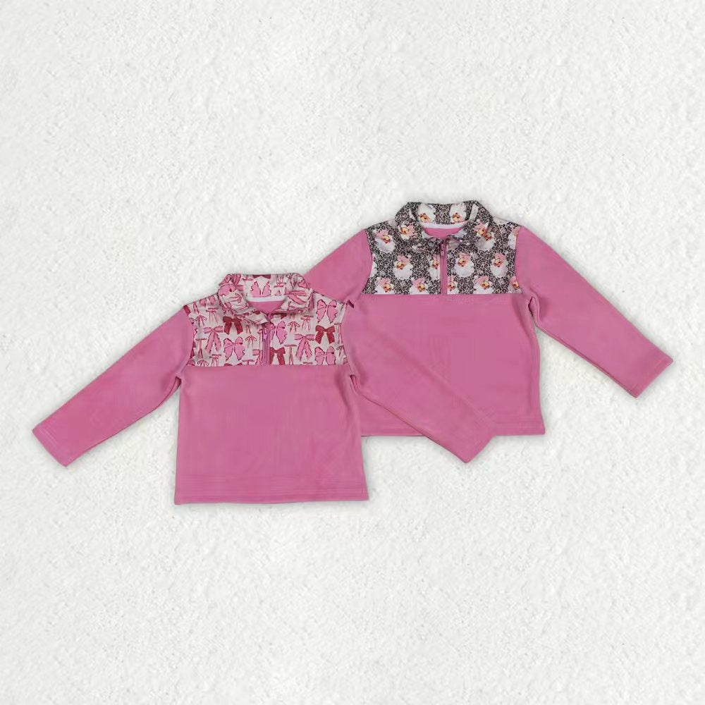 Girl long sleeve pink bow t-shirt top