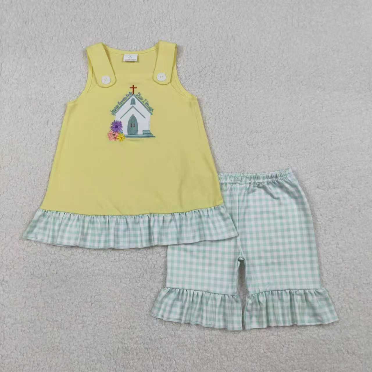 Jesus design top matching shorts boy summer outfit