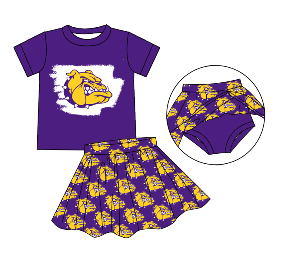 toddle girls short sleeve team skirt set