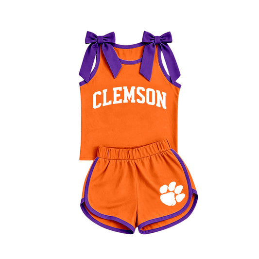 Custom team sleeveless top matching shorts girls summer outfit