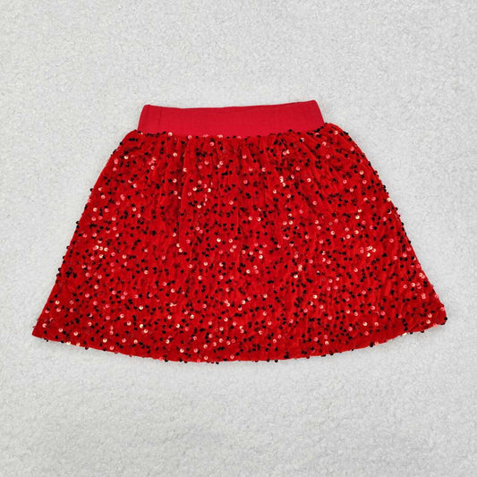 wholesale kids girls christmas red sequins skirt