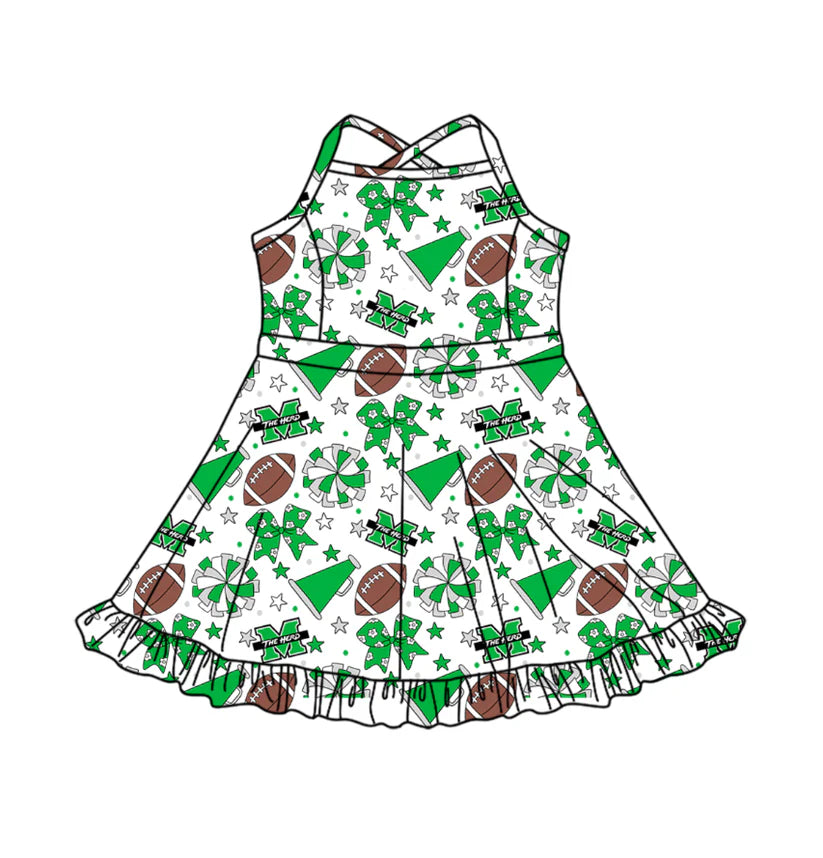 Toddle girls wholesale custom team design Baby Girls Strap Stars Bows Yoga Ruffle Knee Length Dresses Activity Wear Cute Kids Clothing