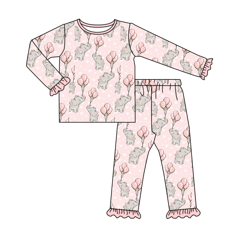 baby girl elephant balloon long sleeve outfit