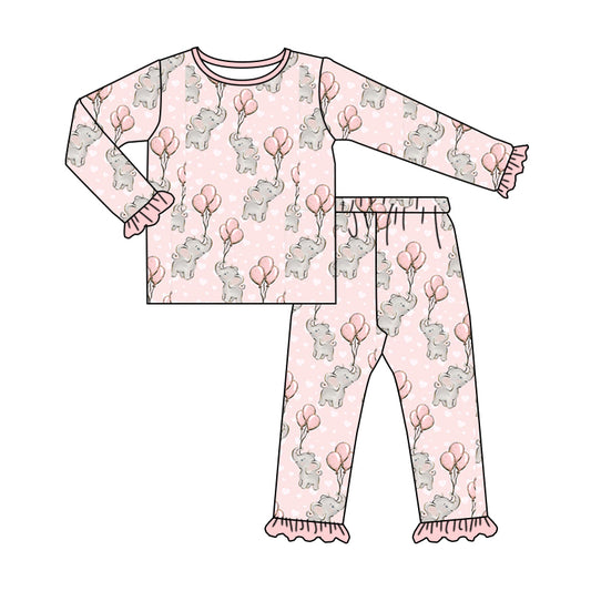 baby girl elephant balloon long sleeve outfit