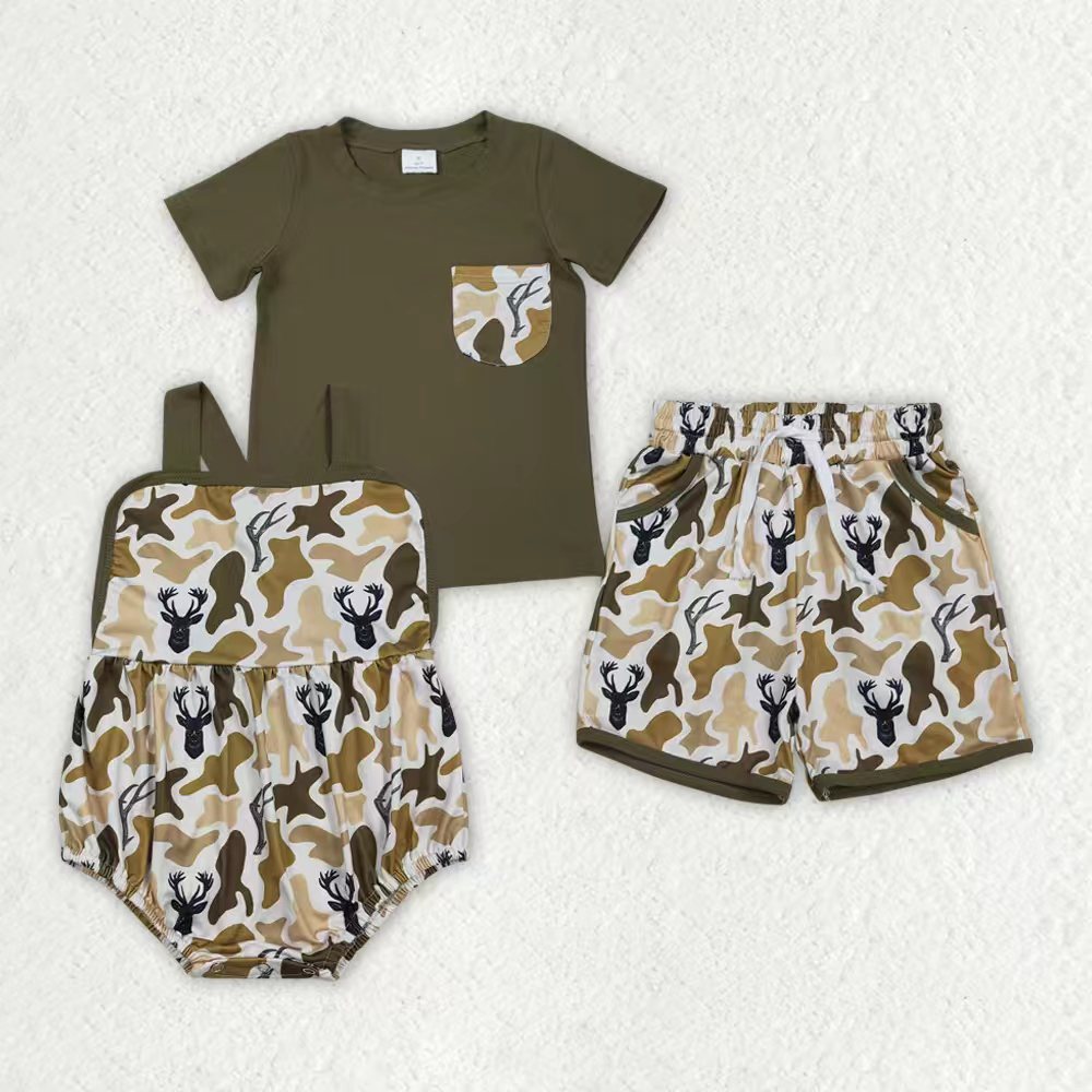 Camo pocket top matching shorts boy summer outfit