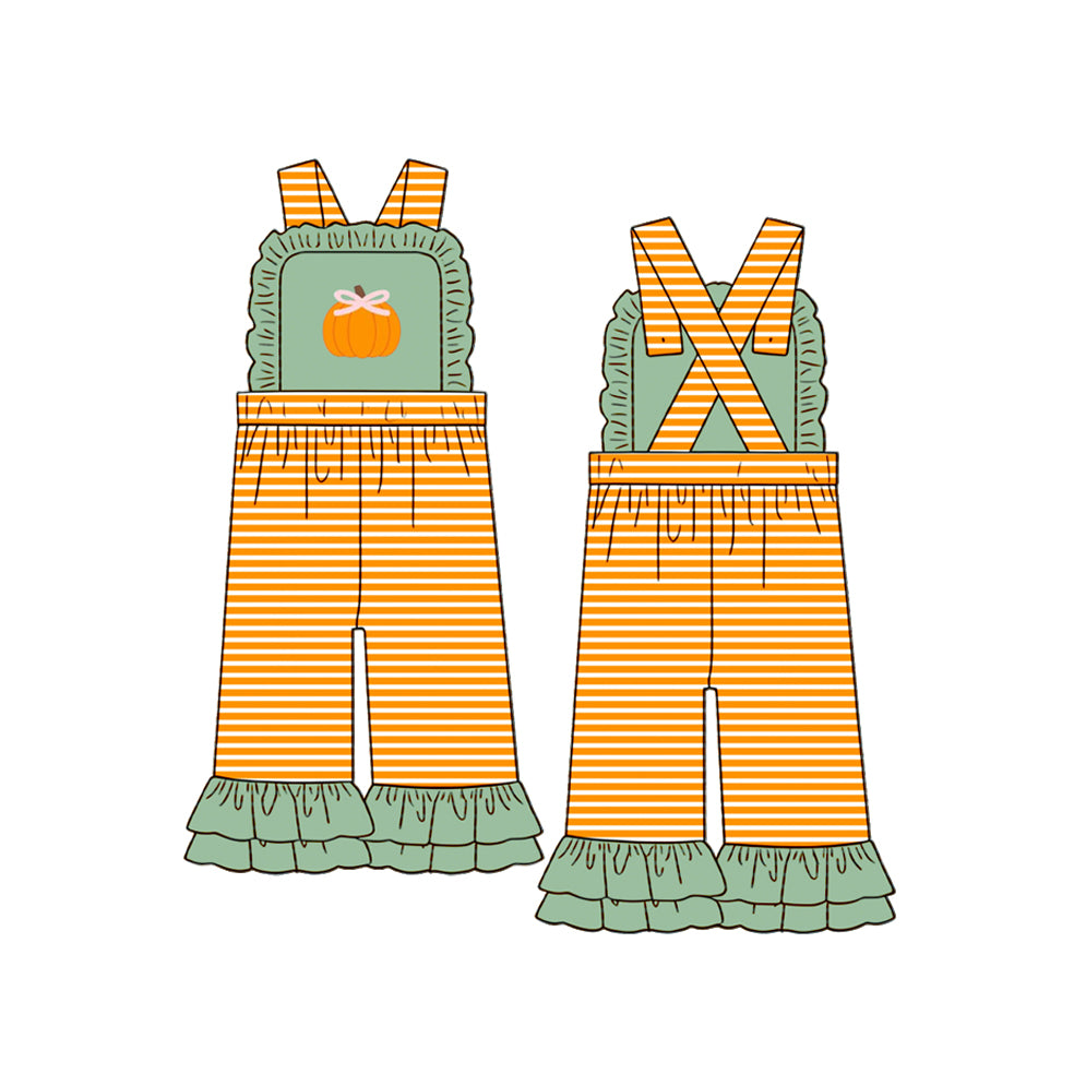 toddle girls fall pumpkin design jumpsuit wholesale factory price