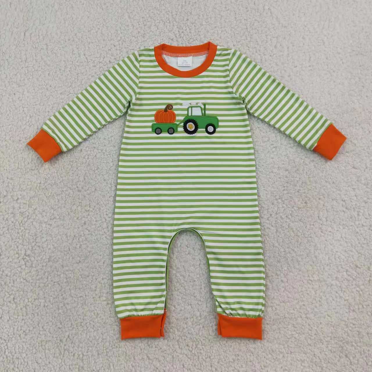 Boy long sleeve fall pumpkin truck embroidery top matching pants boy spring fall outfit