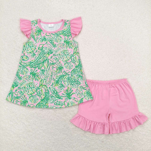 green floral baby boy sibling matching clothes