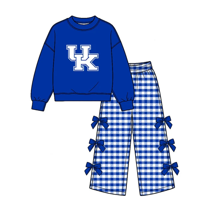 Baby girl custom team cheer design long sleeve top pants set