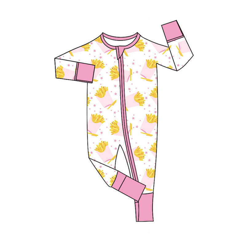 Toddle baby fries print zip romper wholesale factory price