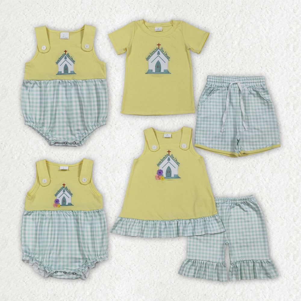 Jesus design top matching shorts boy summer outfit