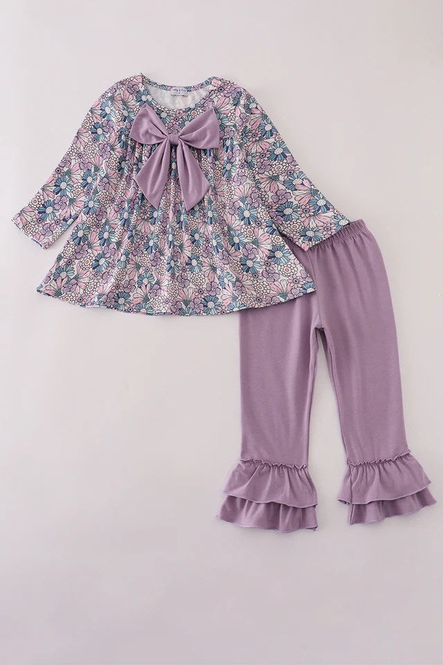 Purple floral toddle baby girls fall winter clothes