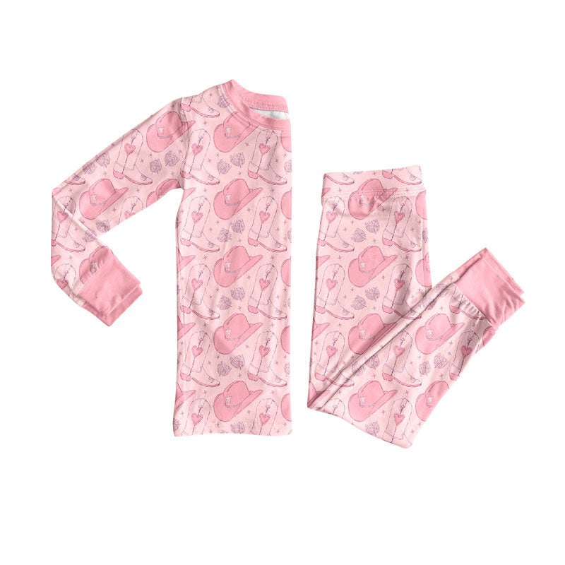 Western hat kids long sleeve pajama set wholesal factory price