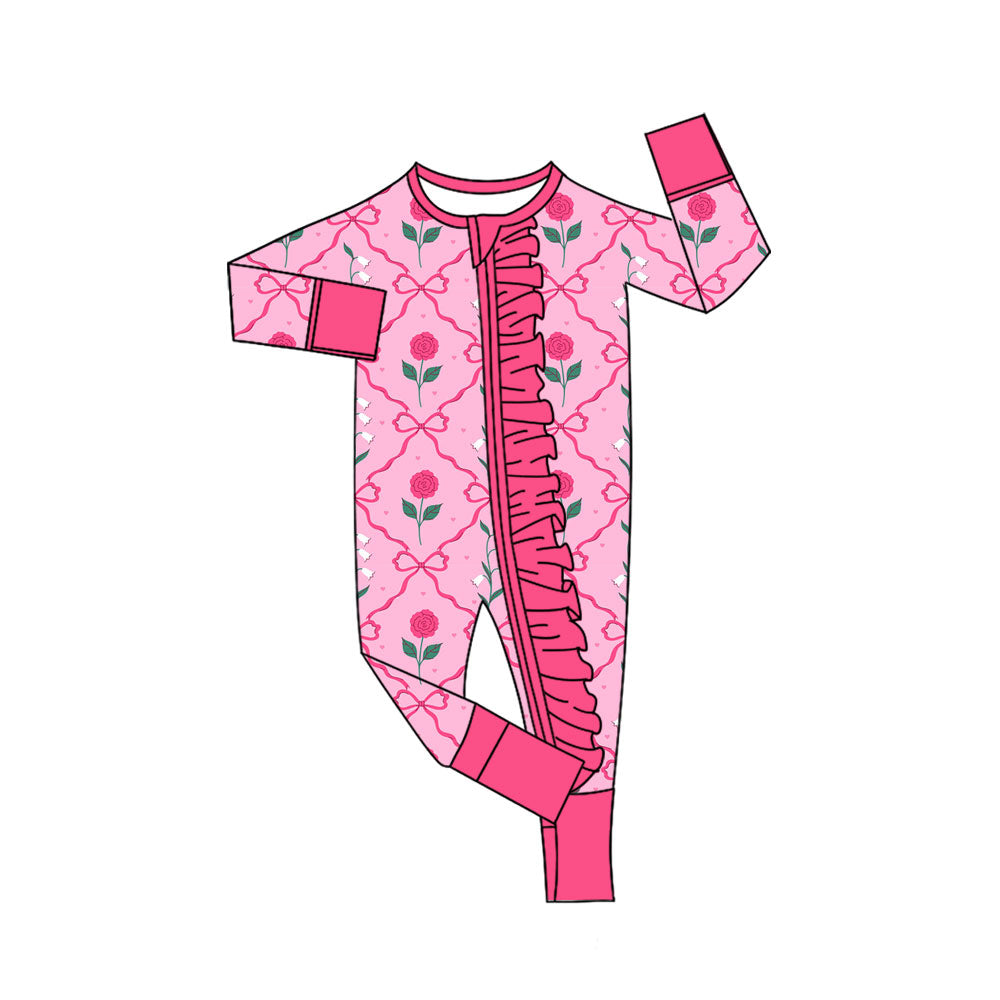 toddle baby flowers print long sleeve zip romper