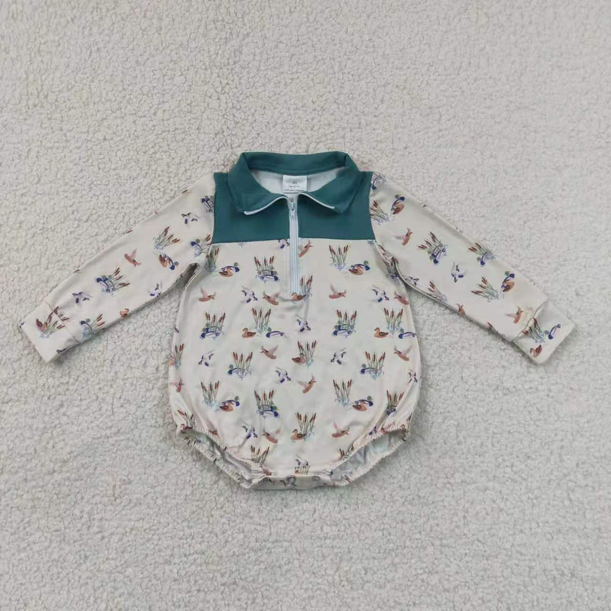 Toddle baby boy leaves print long sleeve romper
