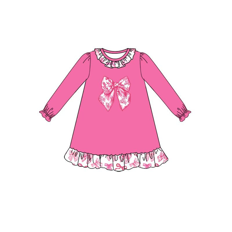 Toddle kids hot pink bow long sleeve outfit