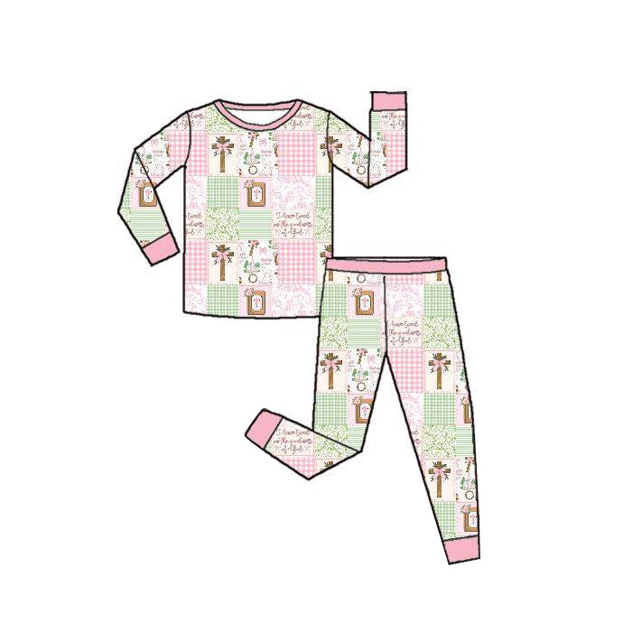 Flowers kids long sleeve pajama set wholesal factory price