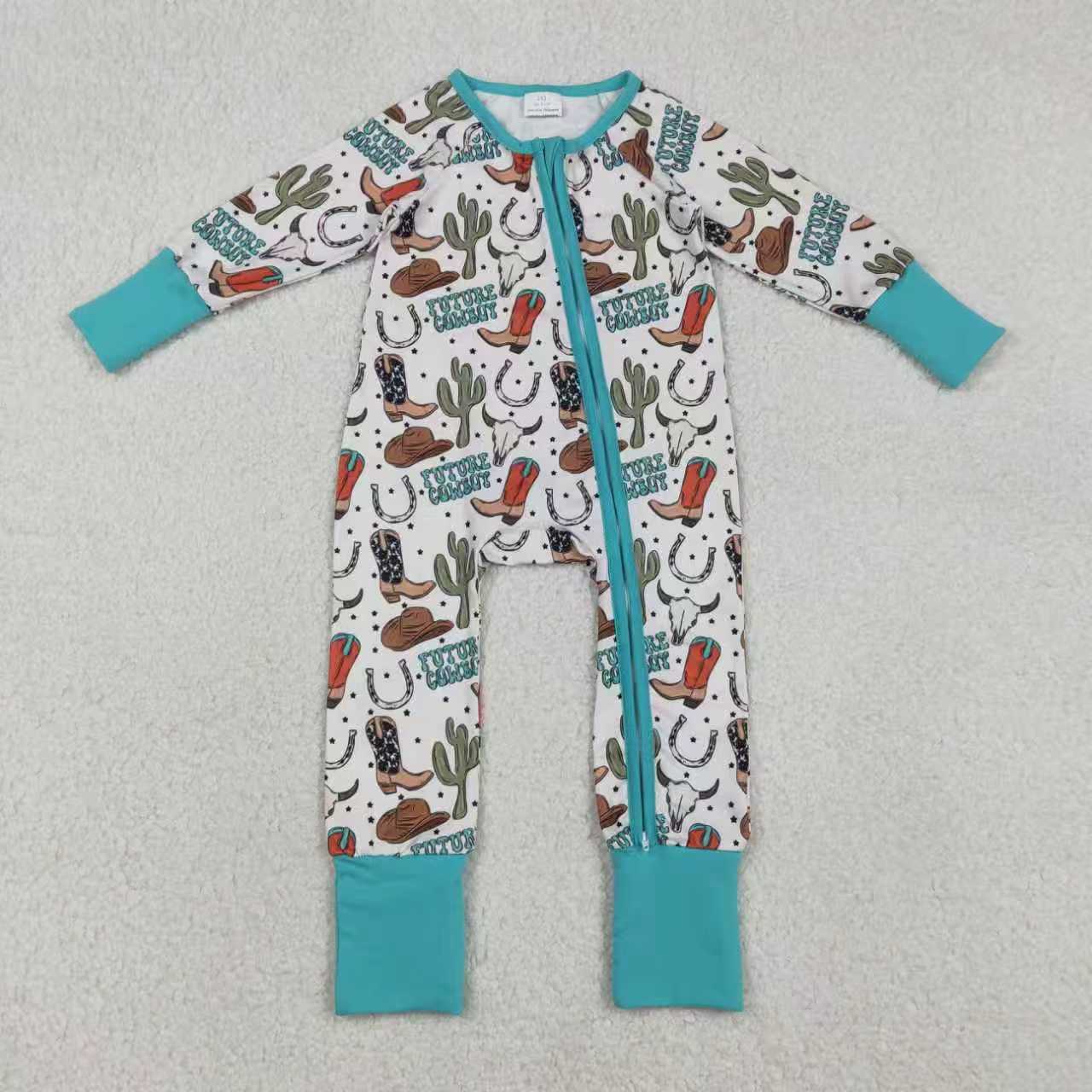Western design toddle baby long sleeve romper