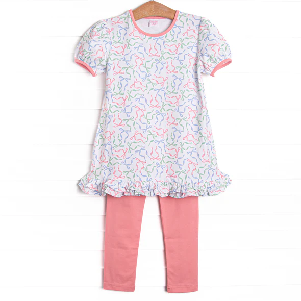 Toddle kids girl colorful bow design outfit