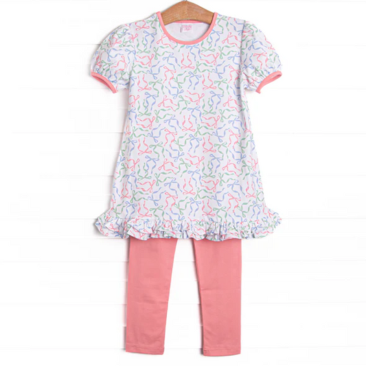 Toddle kids girl colorful bow design outfit