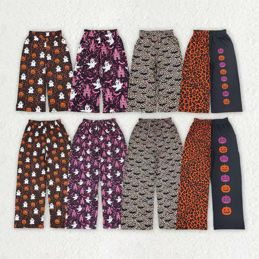 Halloween pumpkin print girls milk silk pants