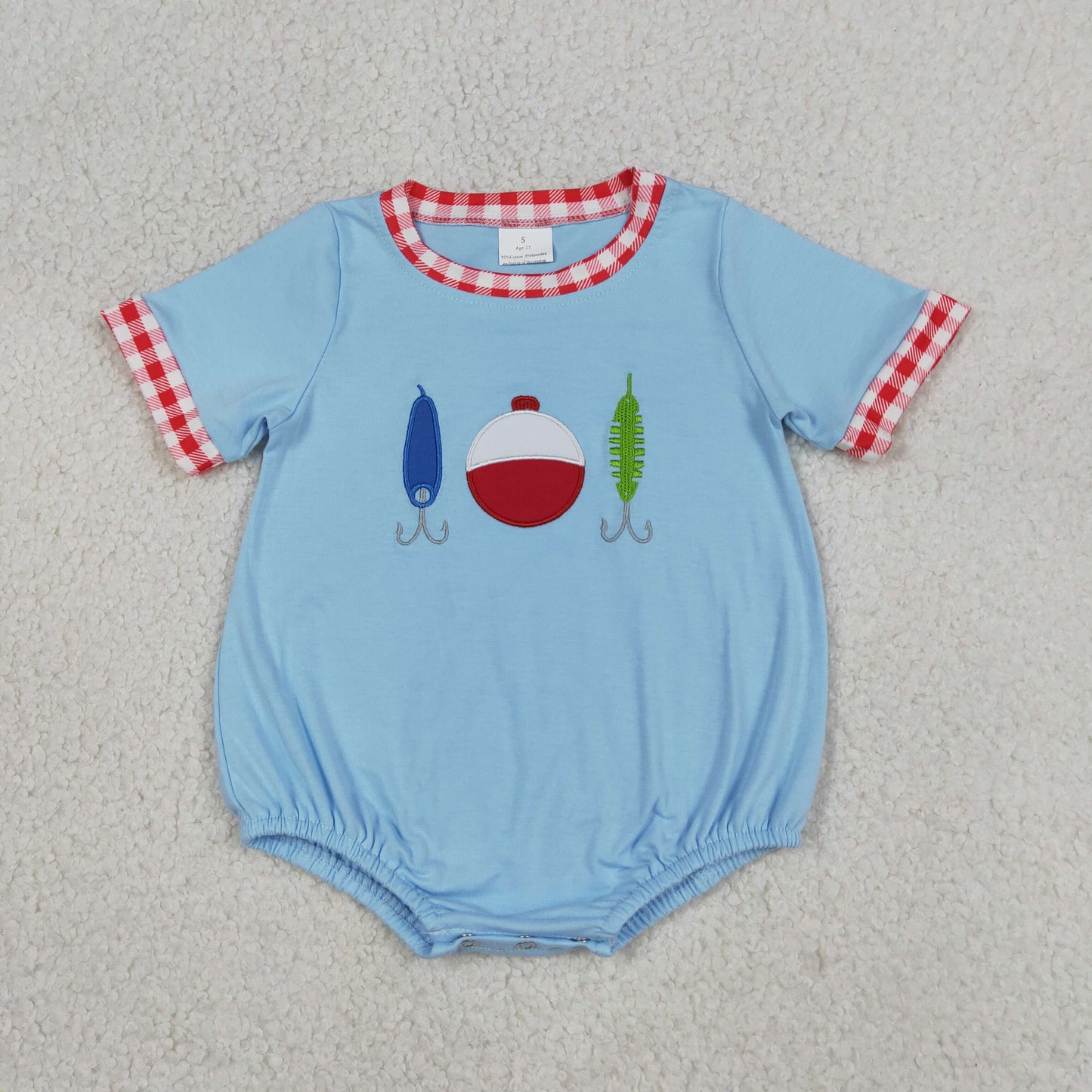 Embroidery Fishing top matching shorts boys summer outfit