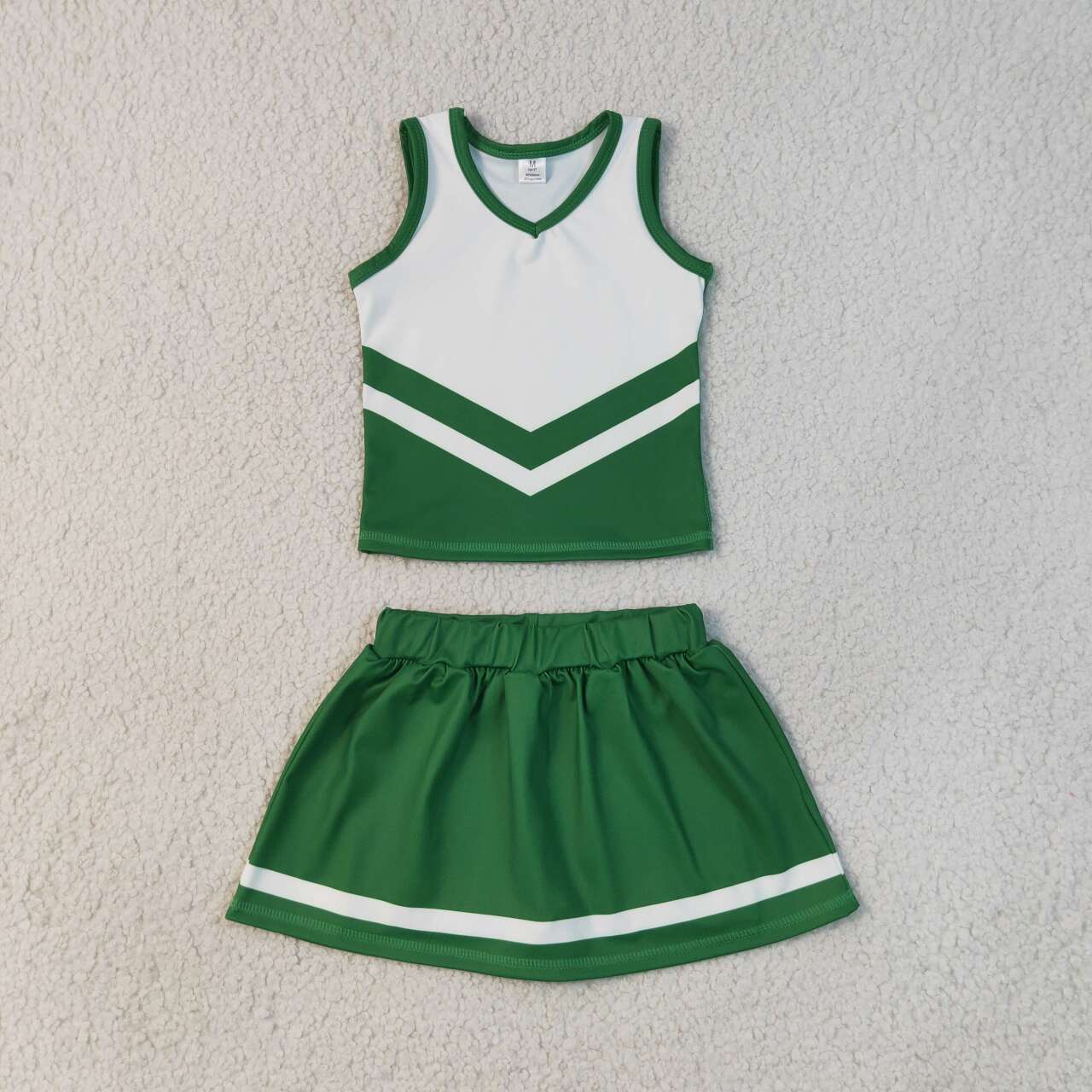 Green top matching skorts girls summer yoga outfit