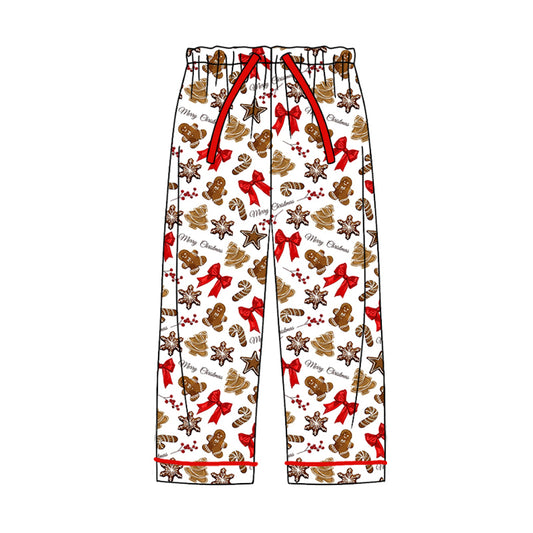 Adult women Christmas gingerbread red bow long pants