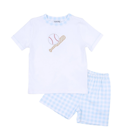 baby boy short sleeve baseball short set