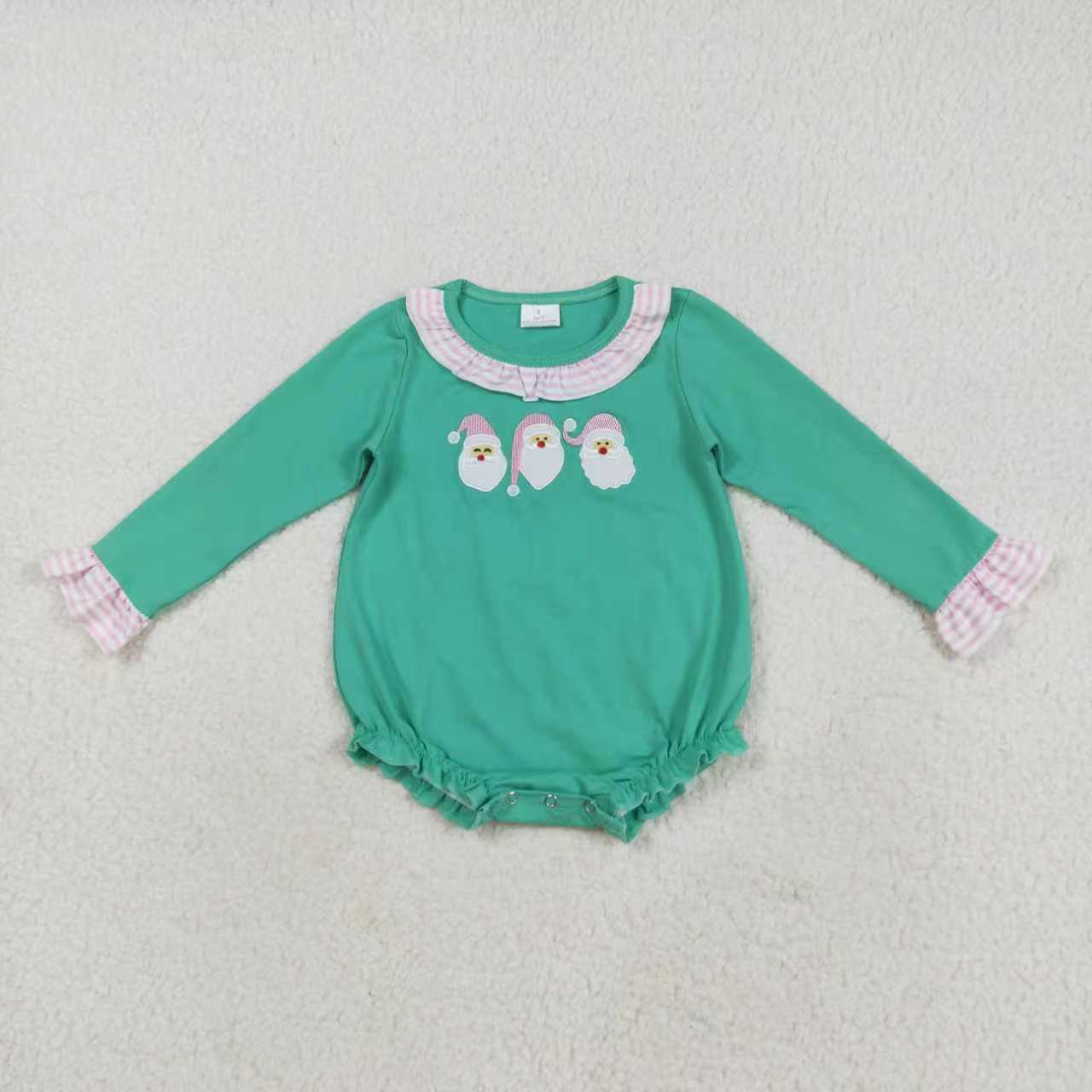 Embroidery Christmas Santa Claus boy long sleeve fall winter outfit
